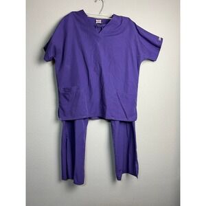 Cherokee Workwear Purple Scrub Set‎ V-Neck Top Drawstring Pants Mens Womens XL